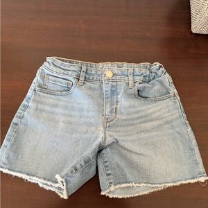 GAP Light Wash Midi Denim Frayed Hem Girls Shorts - size 10